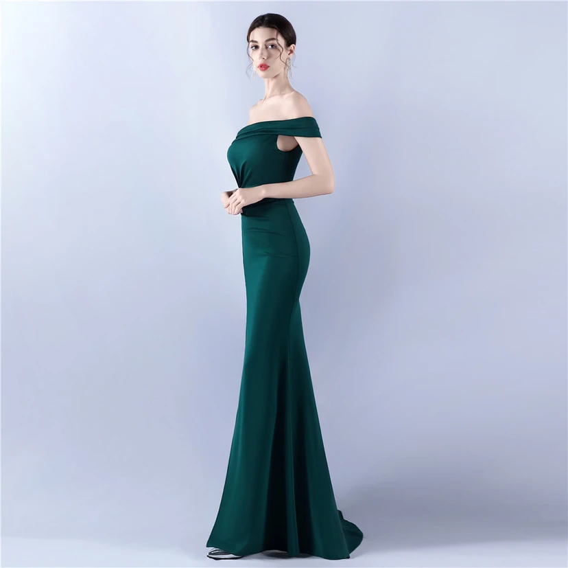 Satin-Abendkleid mit einer Schulter für festliche Anlässe und Bankette view 23