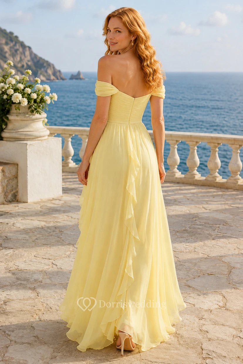 Daffodil Off-the-Shoulder Chiffon A-Line Formal Dress view 2