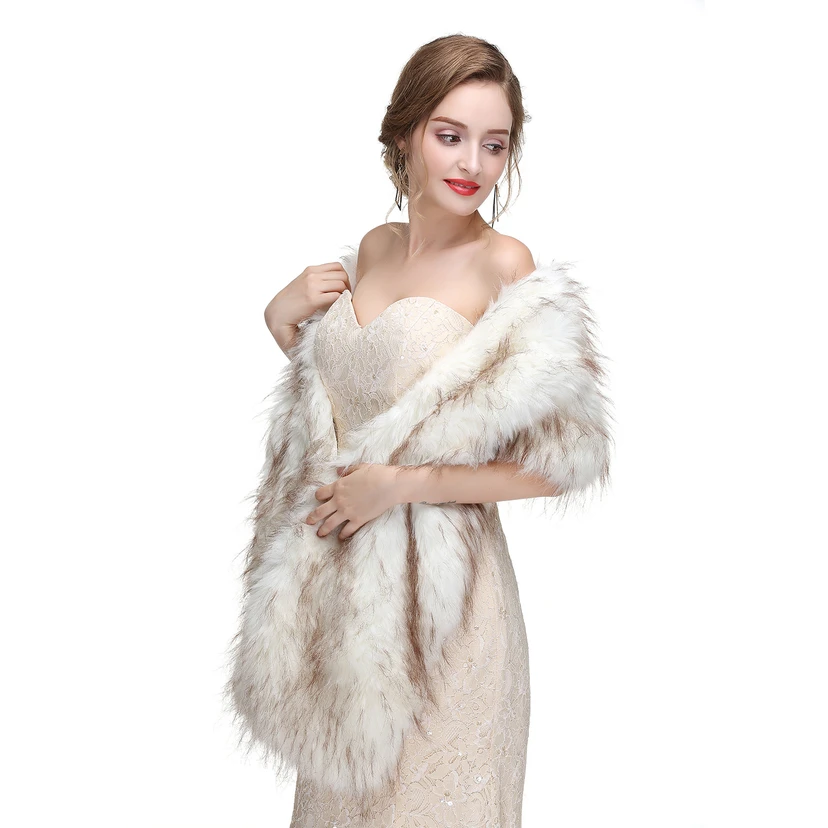 Bridal Winter Warm Wool Cape Fur Wedding Dress Fox Fur Waistcoat view 7