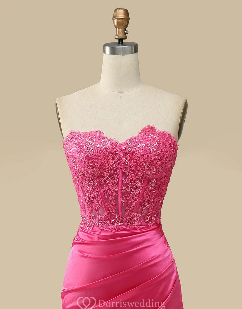 Fuchsia Sequin Corset Gown view 8