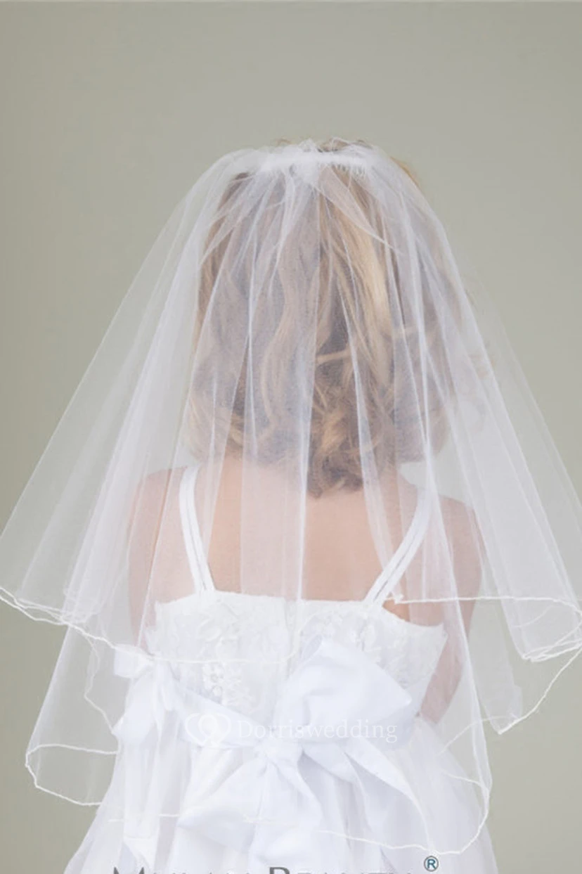 New Korean Simple Sweet Double Layers Flower Girl Veil view 2