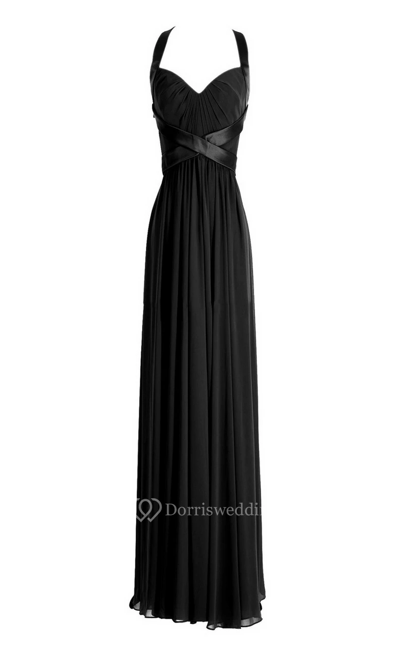 Sleeveless Empire Long Chiffon Crisscross Dress view 6