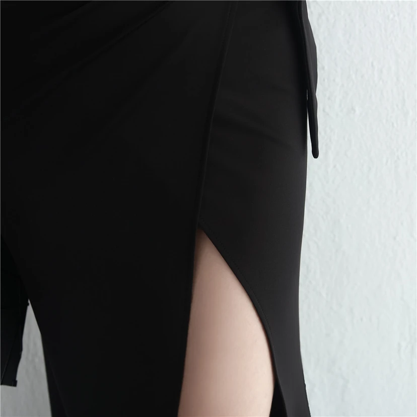 Satin-Kleid mit Perlenbesatz, langem Schlitz, schmal geschnitten, Meerjungfrauenschnitt, für Promi-Dinner, Hochzeiten, Autoausstellungen, Modellbau view 21