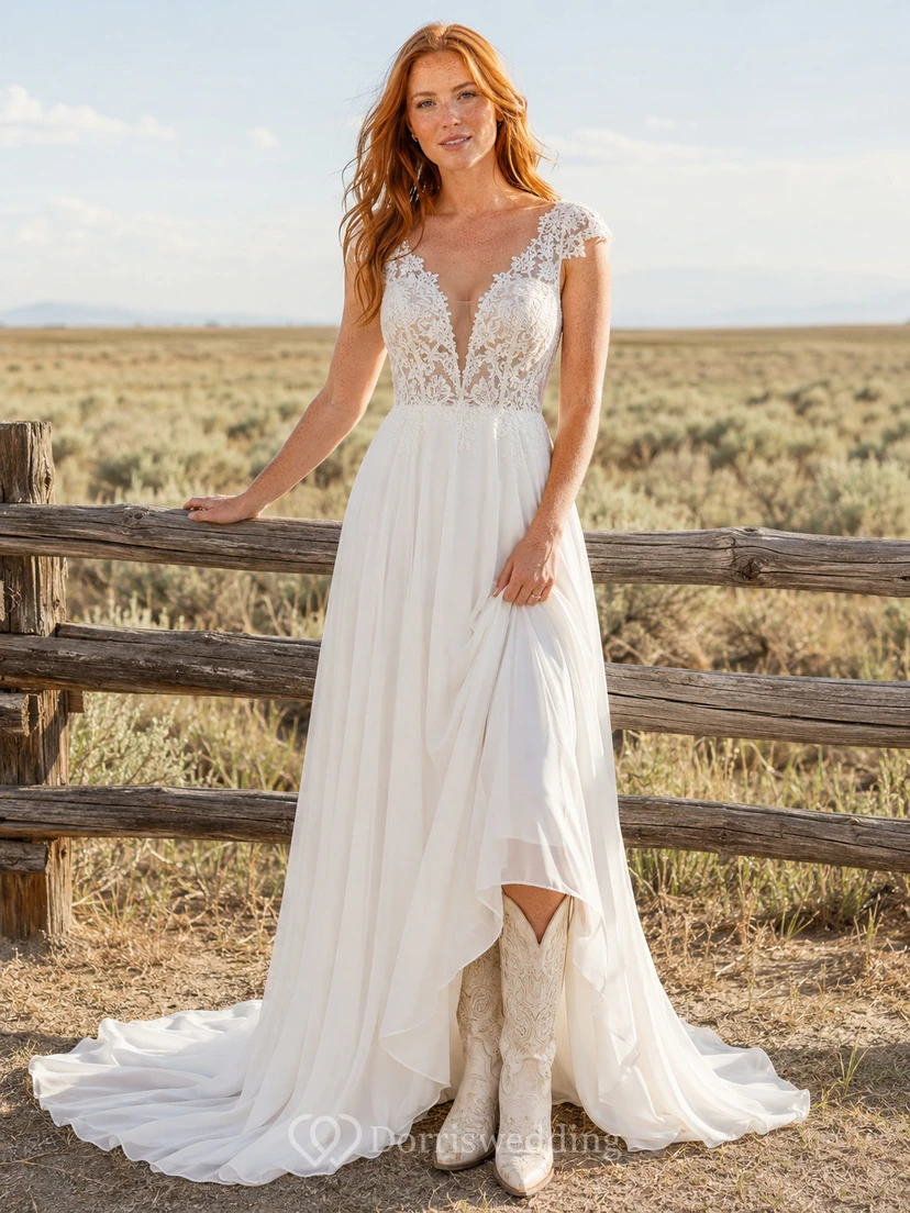 Umstandsbrautkleid, langärmelig, aus Spitze, Etuikleid, Strandkleid mit zartem Tüllüberzug und Schleppe