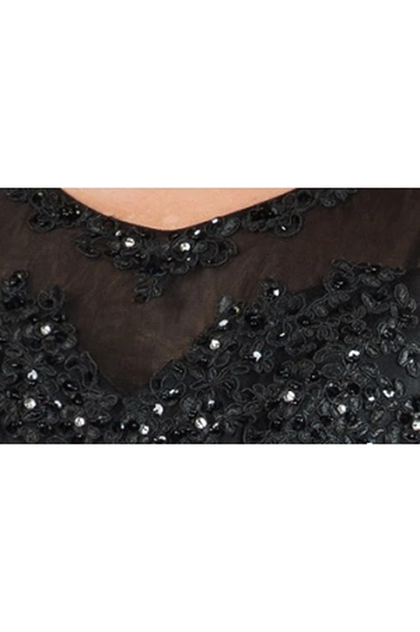 Scoop Neck Applique Top Chiffon Long Mother Of The Bride Dress With Crystal Details view 2