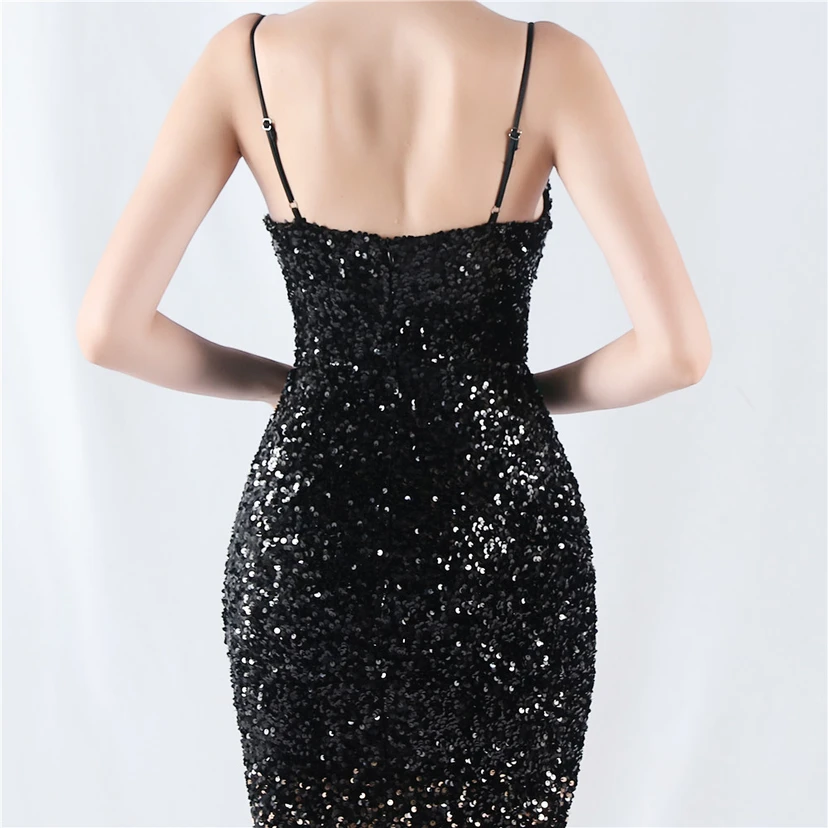 Samtiger, farbverlaufender, perlenbesetzter, sexy Strumpfhalter-Abendkleid view 16