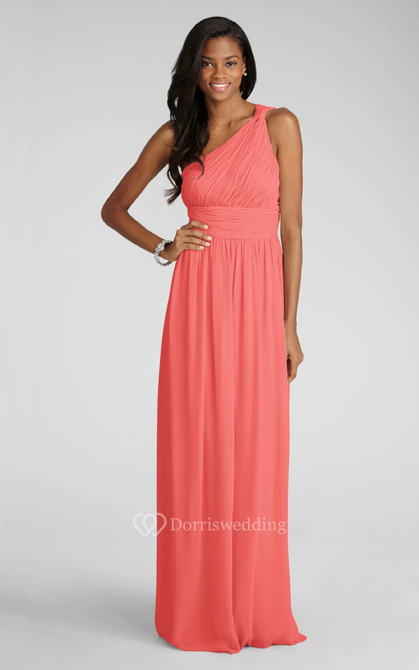 Long-Chiffon Modern One-Shoulder Dress With Ruching view 9