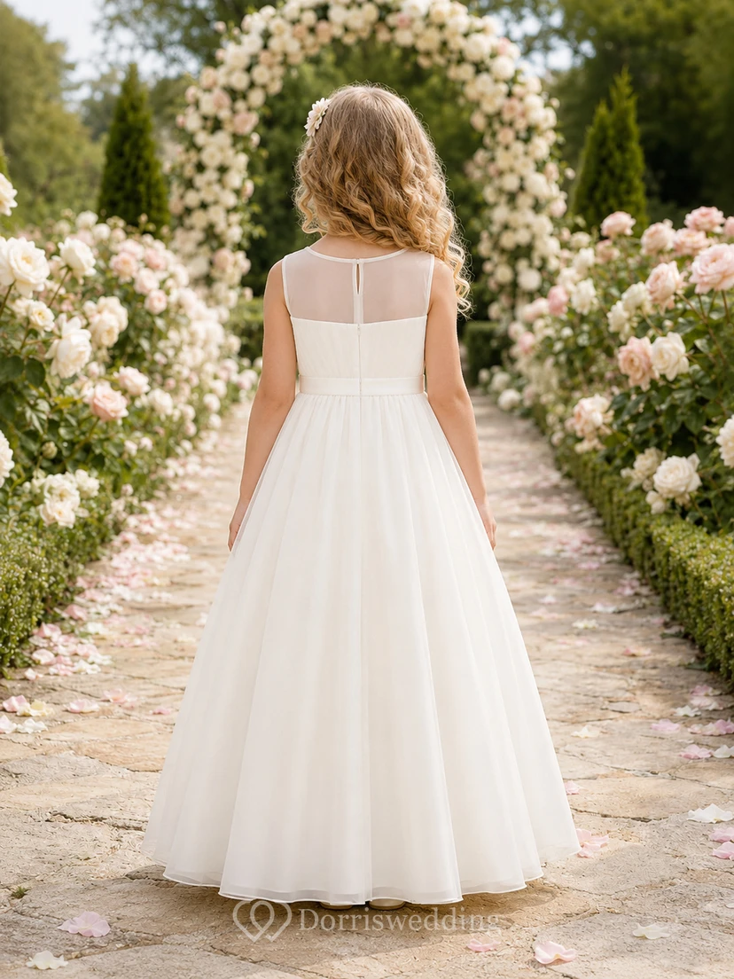 Einfaches Tüll-Ballkleid für Blumenmädchen view 2