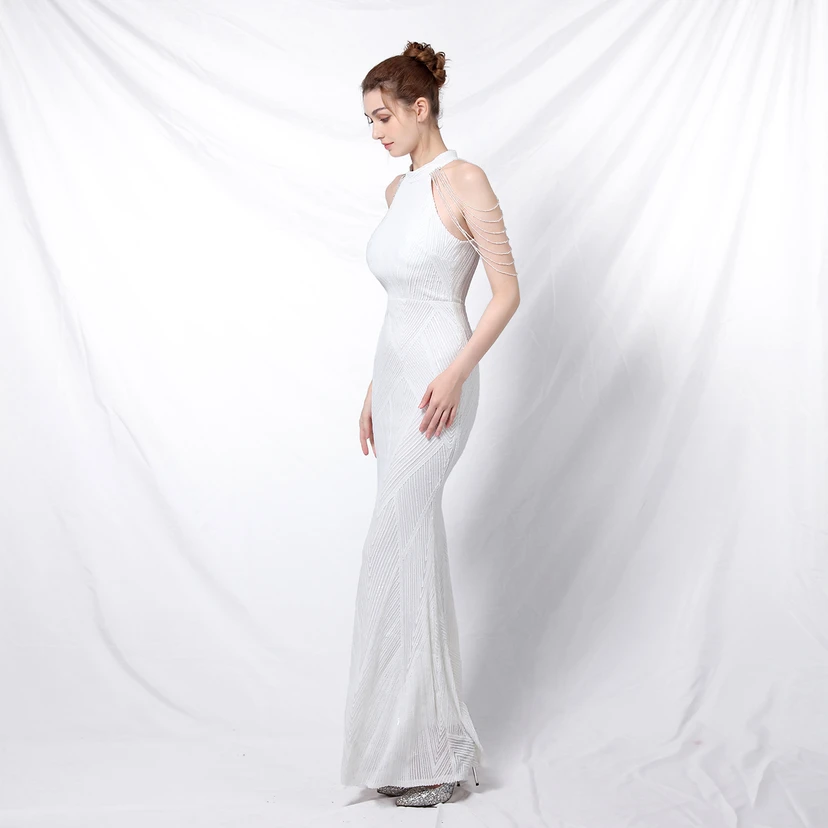 Robe de soirée élégante à col halter et sequins, allure de reine, style banquet, longue robe de soirée sirène à sequins, style star, glamour et décontracté. view 21
