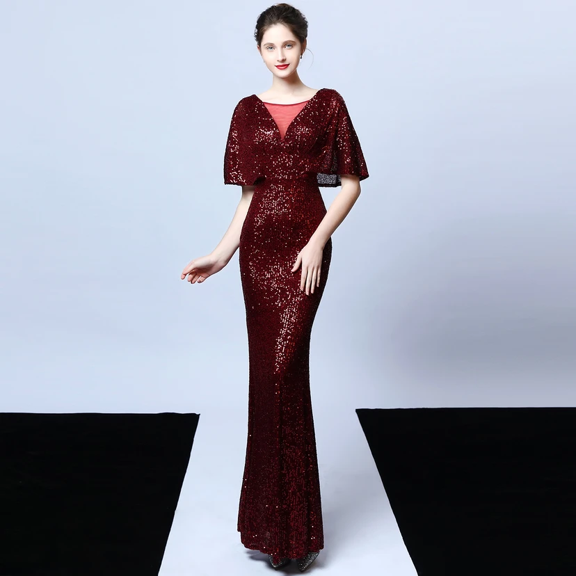 Elegantes Abendkleid mit Polyestergarn, Quasten, Pailletten und Fischschwanzsaum für Damen im Herbst view 28