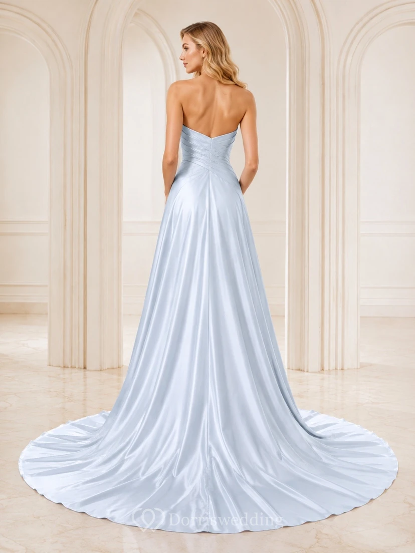 Vestido de novia formal, sencillo, elegante y romántico, con escote corazón, edición A, corte A. view 2
