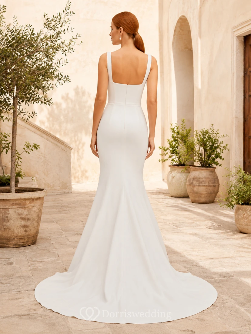 Brautkleid aus Satin, A-Linie, trägerlos, mit Schleppe view 2