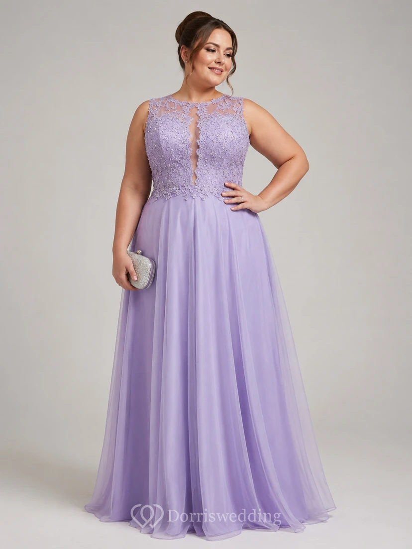Elegant Beadings Lace Appliques Evening Dress A-line Floor-length view 4