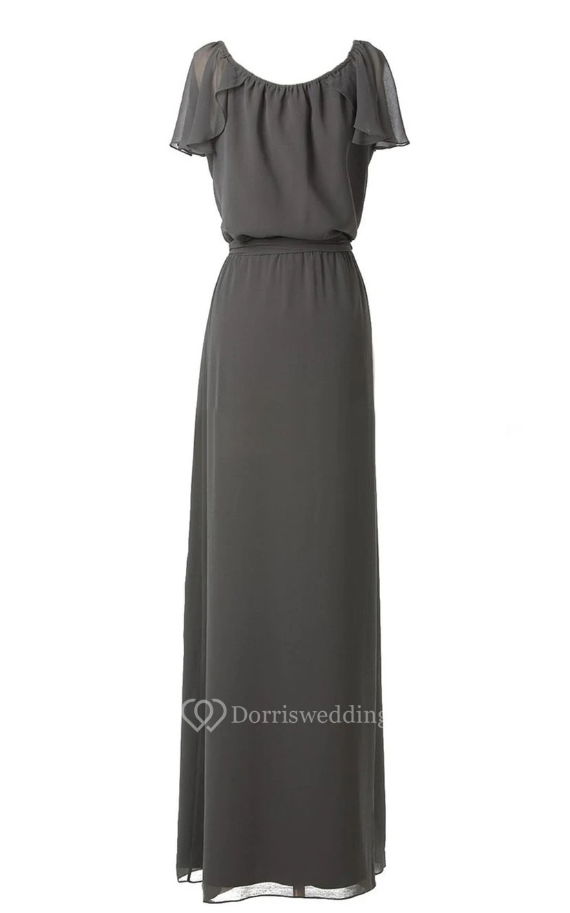 Floor-length Petal Sleeve Gown With Knot Detail view 2