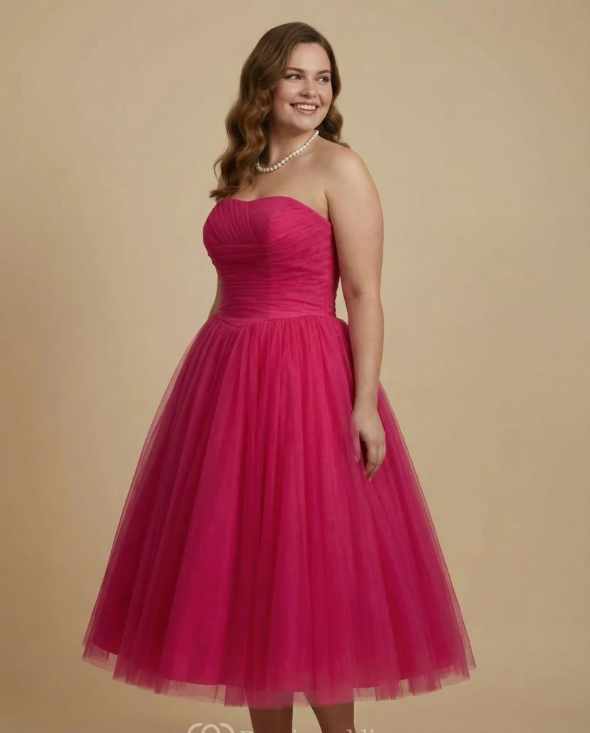 Classic Strapless Tulle Evening Gown view 6
