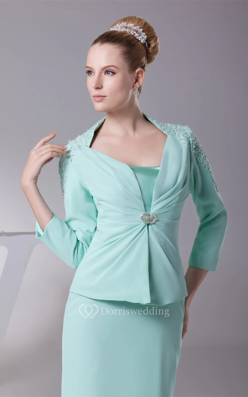 Vestido largo ajustado con tirantes finos y bolero view 3