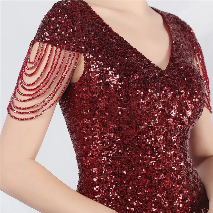 A-Line Big Swing Dress Craft Sequined Long A-Line Evening Dress view 9