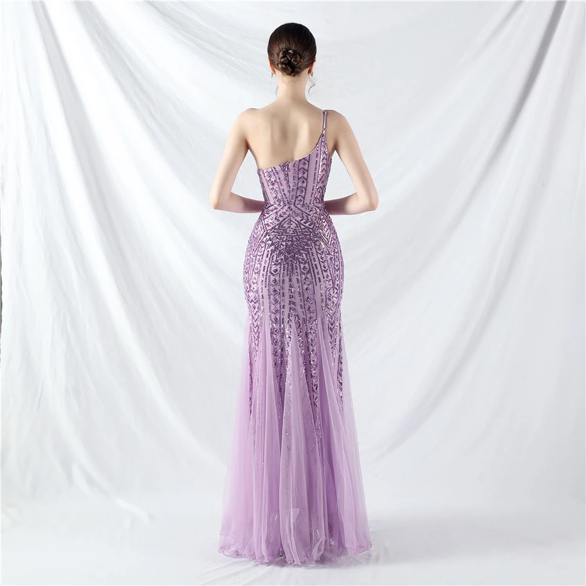 Crafted Beaded Positioning Flower Beads Splicing Mesh Gauze High-End Evening Dress view 16