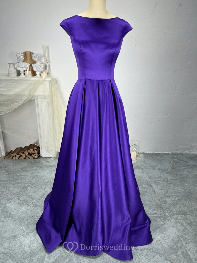 Casual A-Line Satin Scoop-neck Sleeveless Low-V Back Dress view 4