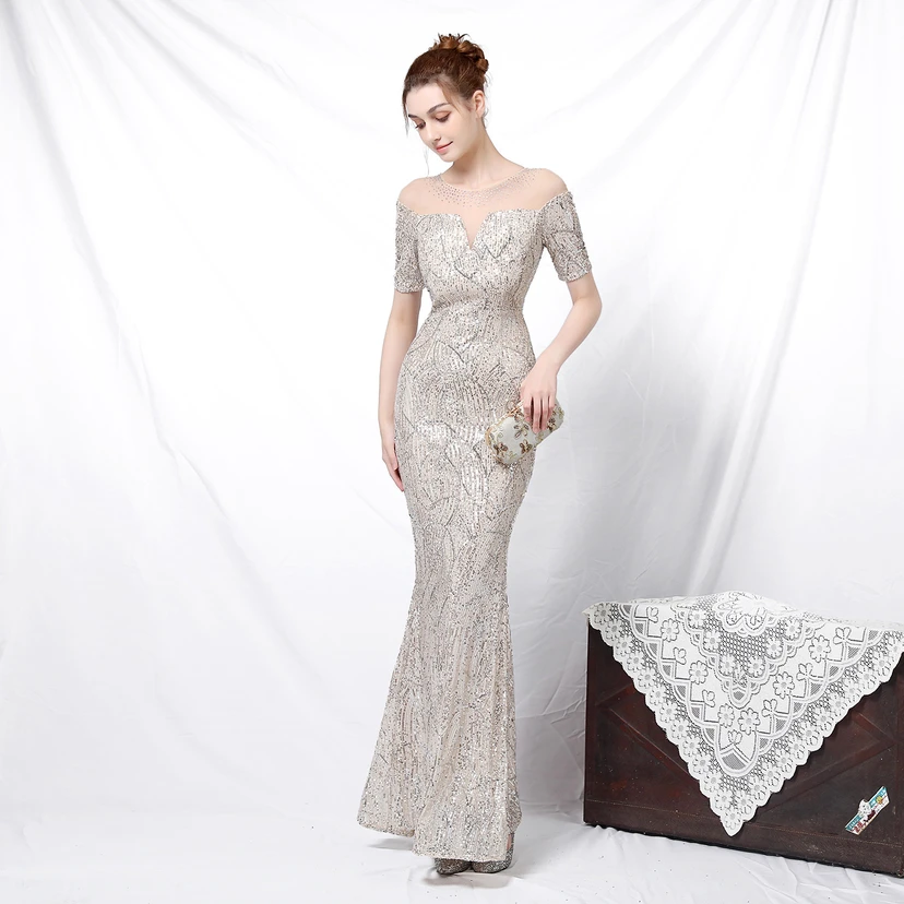 Elegantes, langärmeliges Paillettenkleid im Meerjungfrauenstil mit Meerjungfrauenschnitt – ein echter Hingucker! view 41