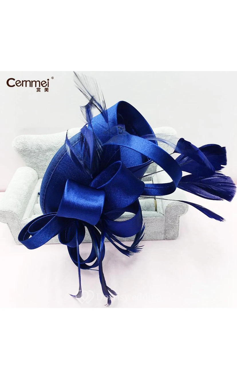 Original Europe And The United States Sapphire Blue Satin Hair Band Hair Band Bridal Wedding Dress Red Headdress view 2