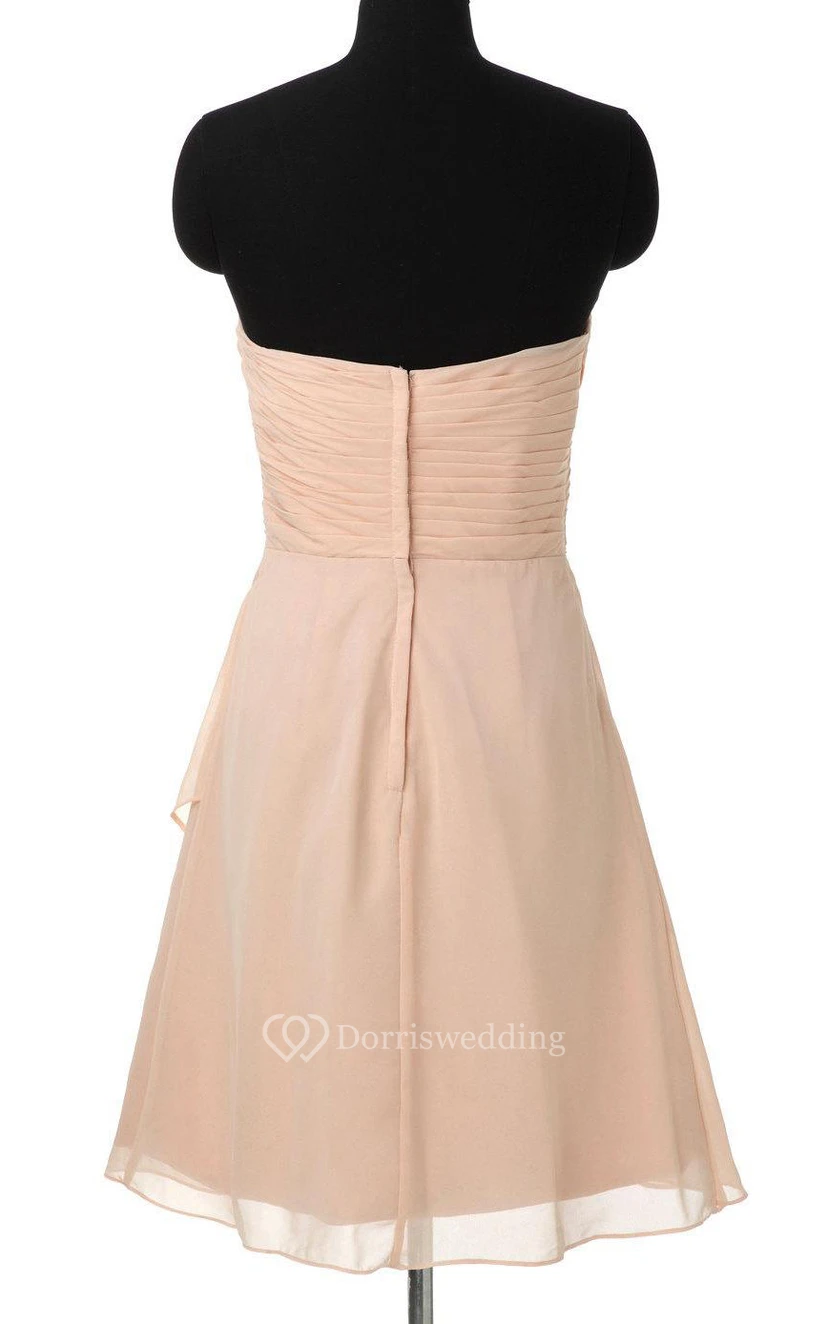 A-line Mini Strapped Sweetheart Chiffon Dress view 2