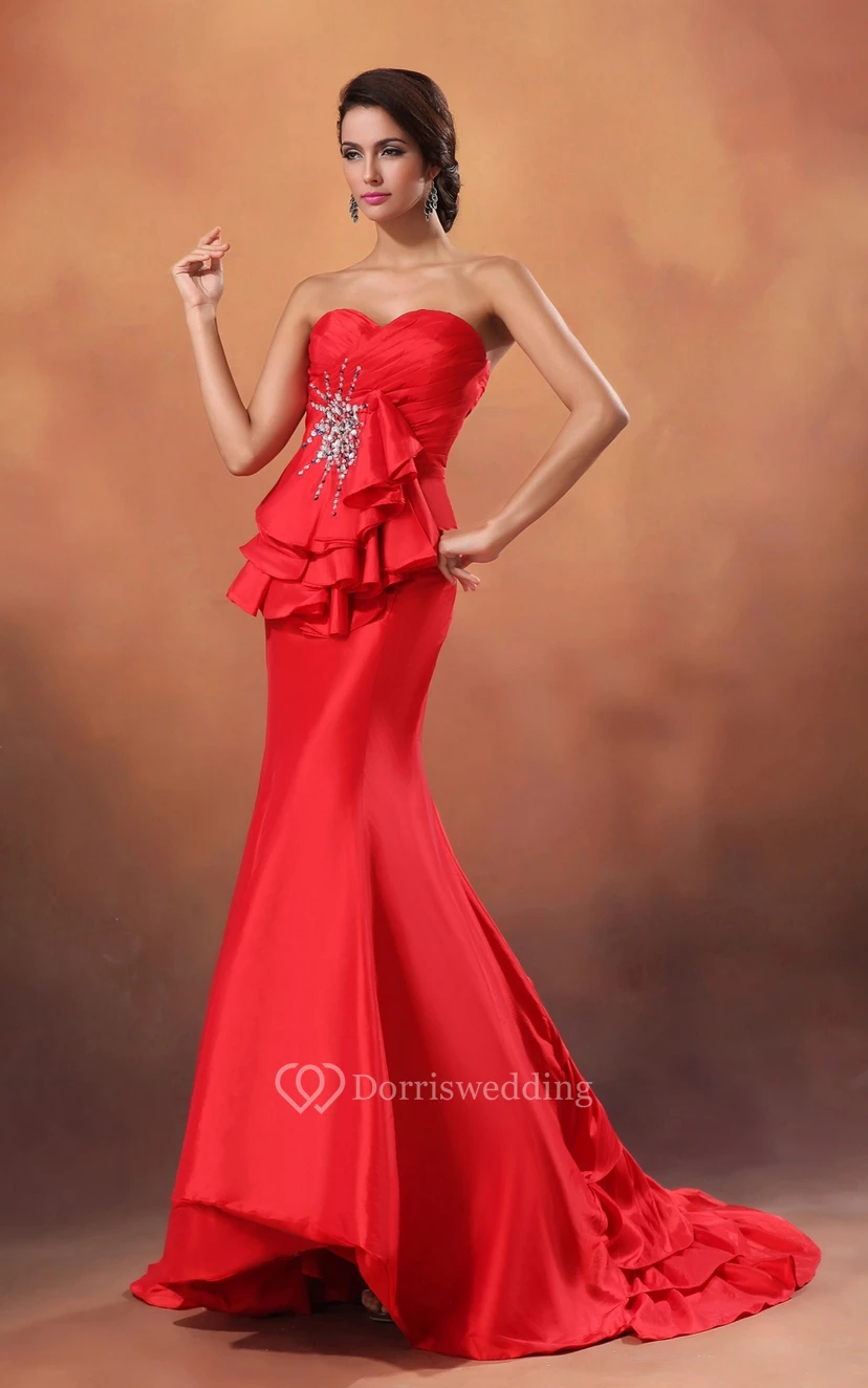 Sexy Sweetheart Taffeta Mermaid Gown With Sequins and Back Keyholes view 2