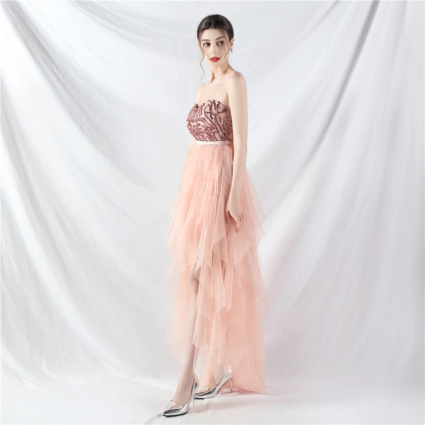 Kleid mit positionierten Blumenperlen und gespleißtem Netzstoff view 21