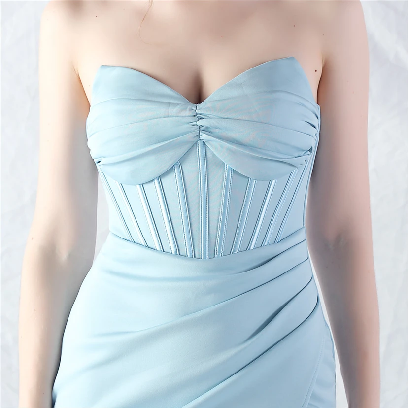 Vestido de noche de satén de alta gama con cola vertical pequeña y chaleco de espina de pescado de estilo palacio, de gran resistencia y cintura ajustada. view 62