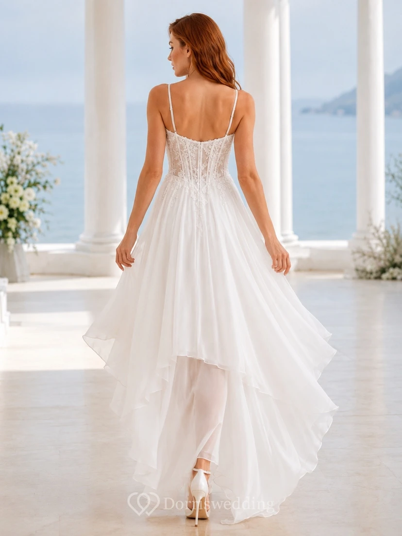 Sweetheart Chiffon Tulle Sleeveless High-low Wedding Guest Dress view 2