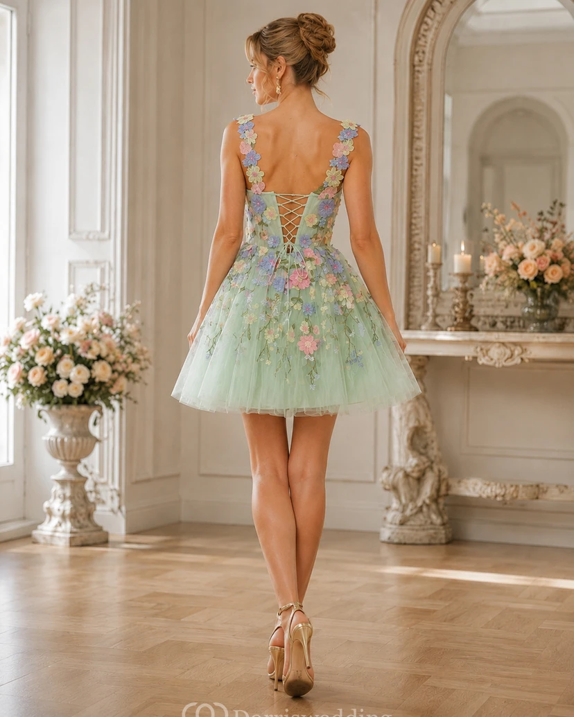Vestido blanco sin tirantes con bordado floral view 4