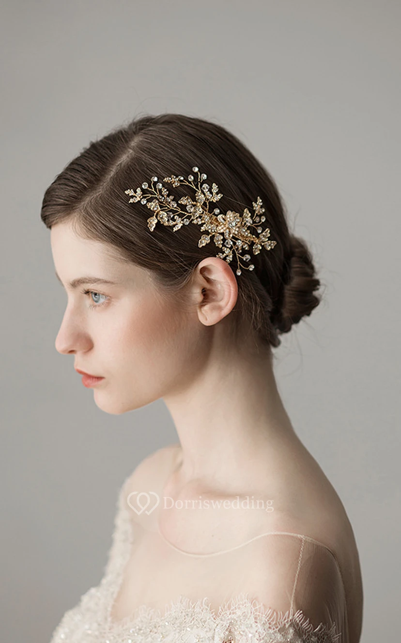 Flower Style Alloy Shining Bridal Headpiece view 4