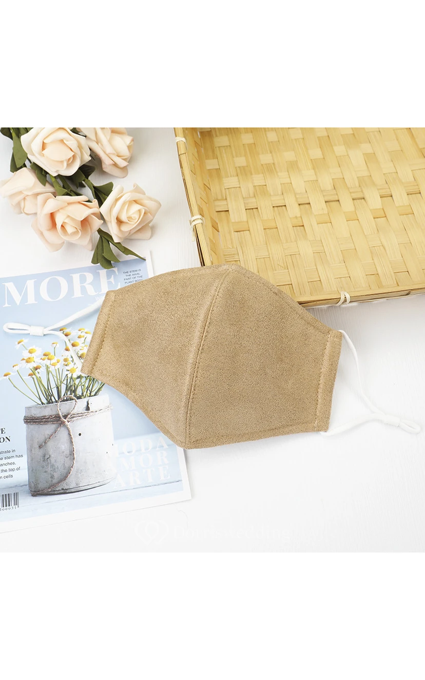 Non-medicial Faux Suede Pure Color Thick Cotton Washable Face Mask In 5 Colors view 3