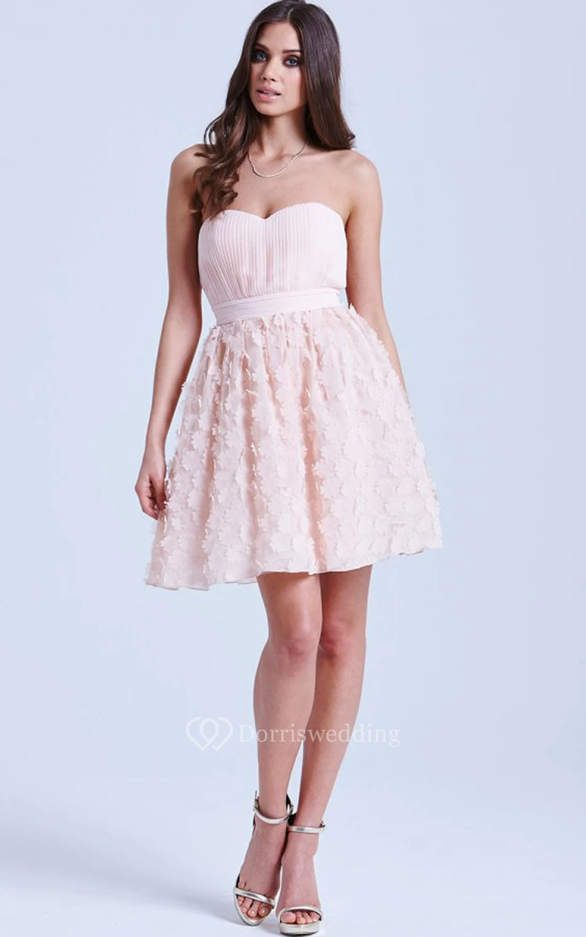 Sweetheart Cute A-Line Dress With Petals view 4