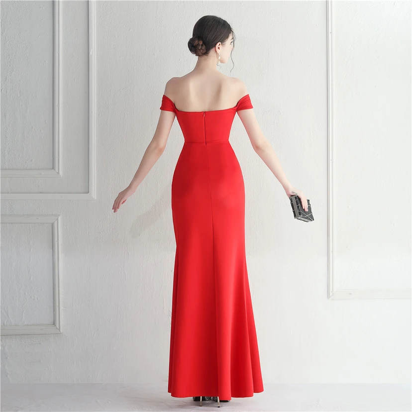Cross-Border Supply schulterfreies, einseitig schulterfreies Kleid mit Schlitz für Nachtclub, Hochzeit oder Abendessen view 6
