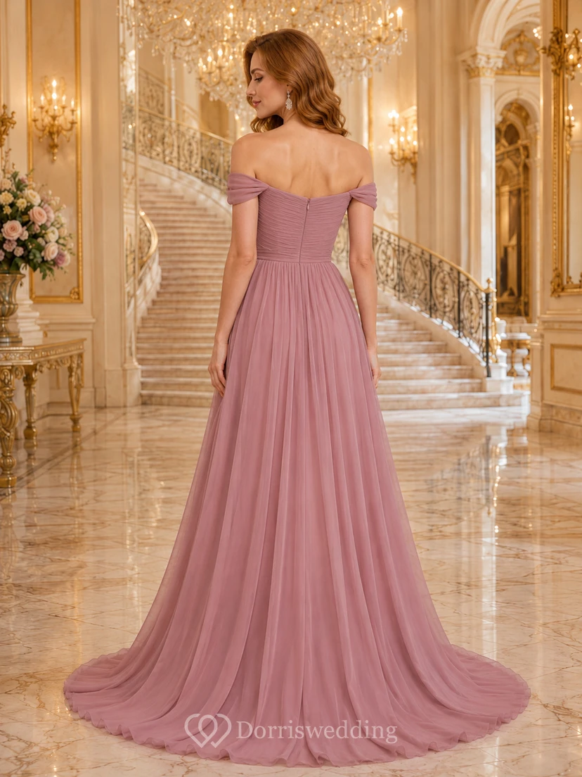 Robe de bal en tulle rose poudré à épaules dénudées, modèle Grand Ballroom view 2