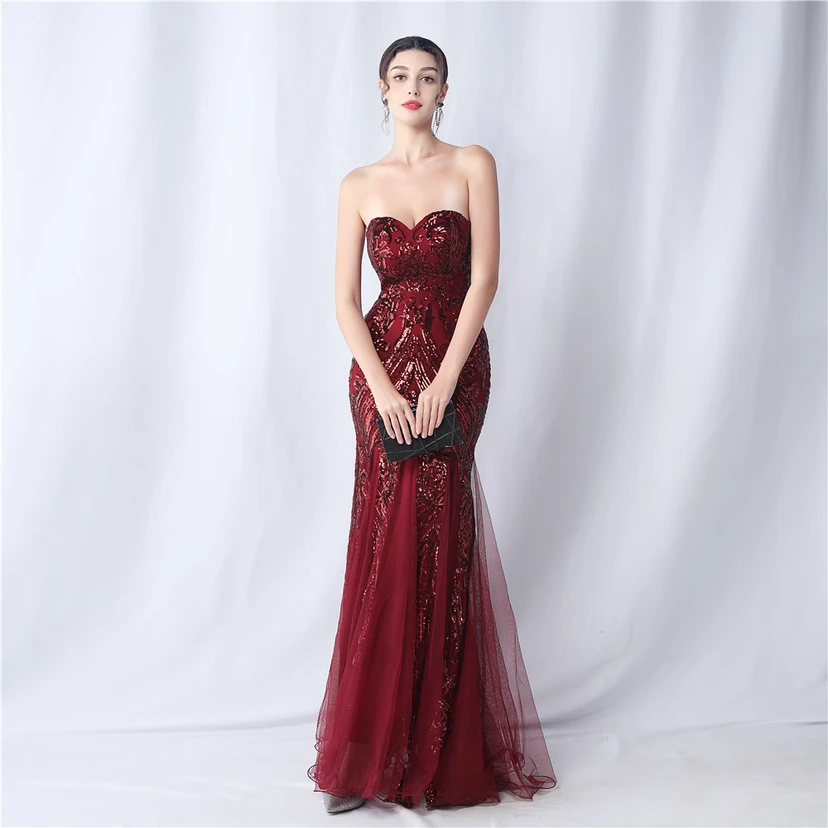 Positionierung Blumenschnitt Netz Pailletten Hochzeitsdinner Toast Party Abendkleid view 14