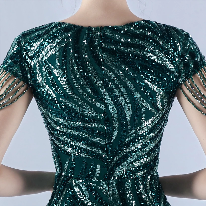 A-Line Big Swing Dress Skirt Encrypted Sequined Craft Beaded Evening Dress view 34