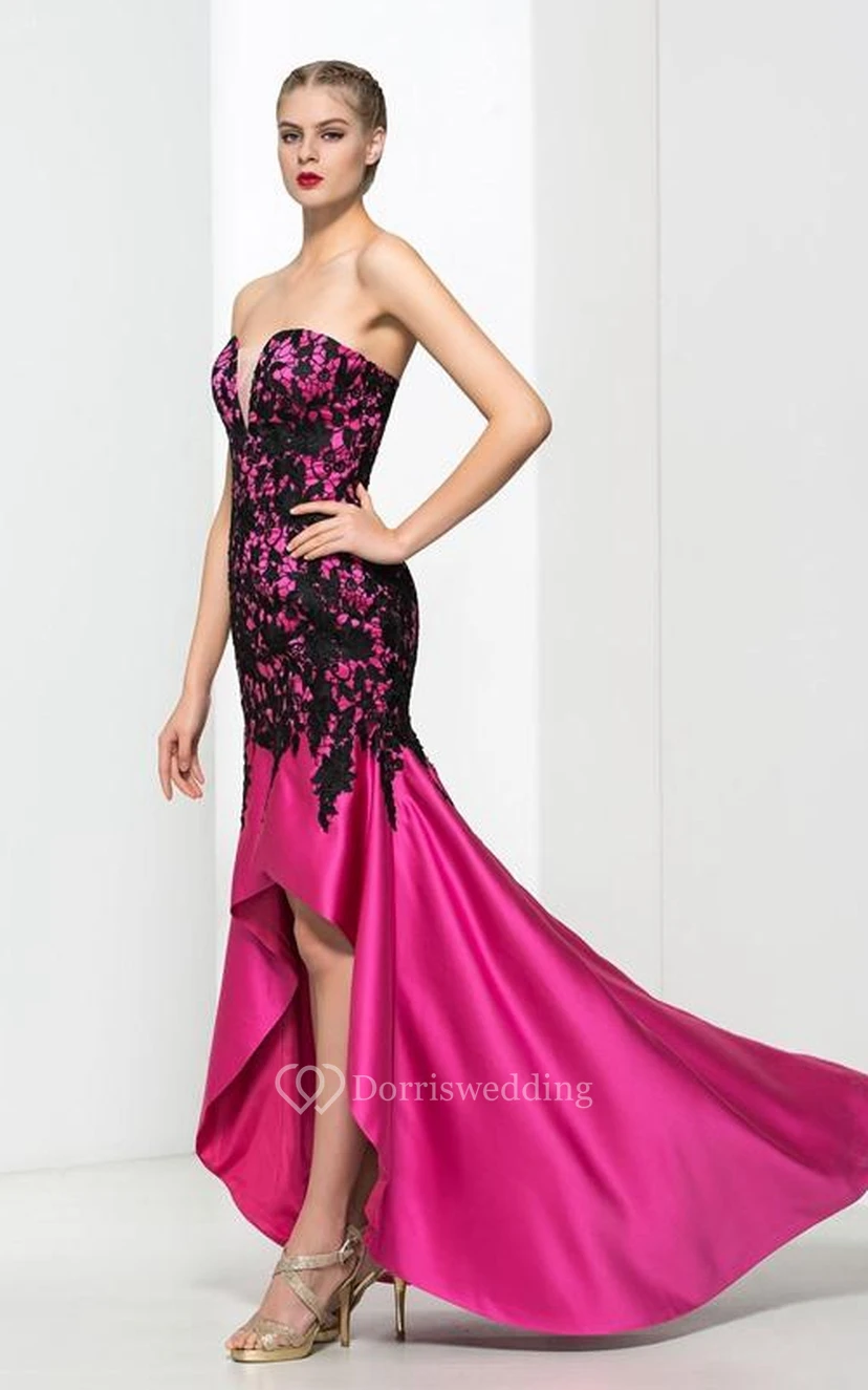 Sweetheart Lace High Low Prom Dress view 3