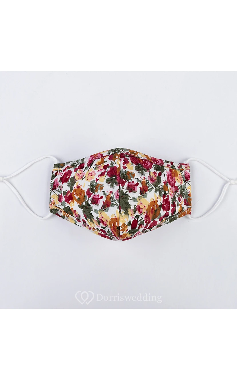 Non-medicial Cute Floral Patterned Cotton Washable Face Mask In 4 Colors view 2