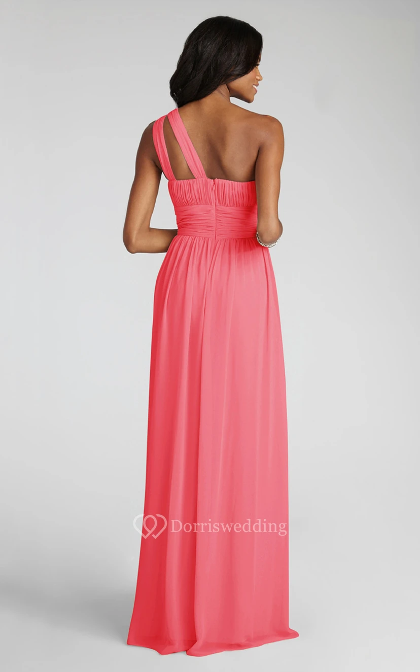 Long-Chiffon Modern One-Shoulder Dress With Ruching view 14