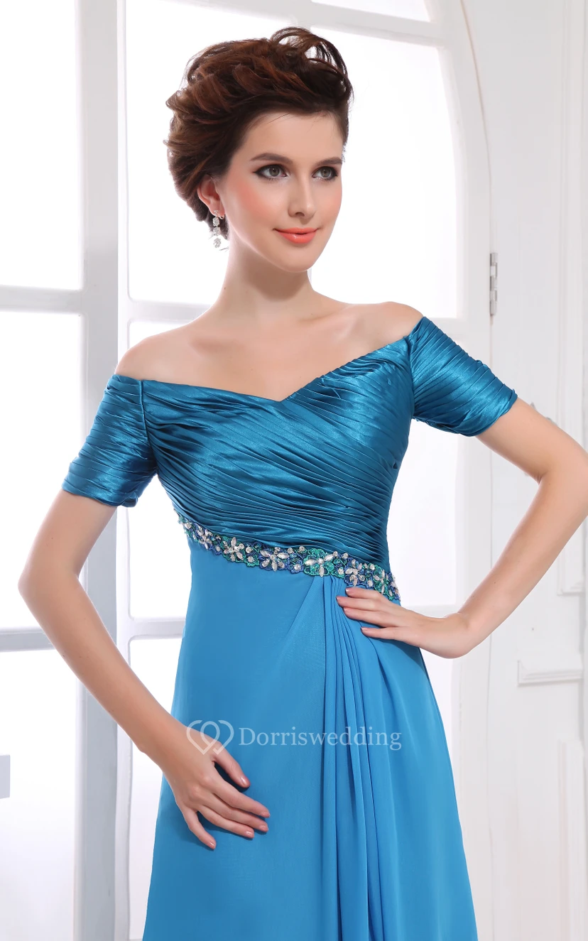 Robe longue raffinée avec fronces et perles view 4