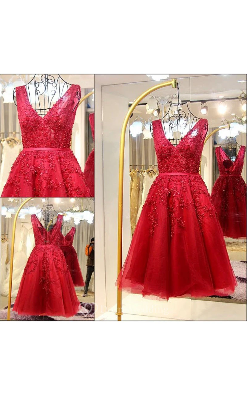 Sleeveless A-line Appliques Tulle Lace Dress view 2