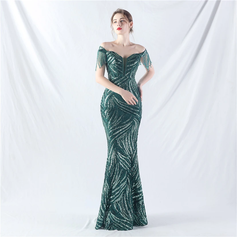Palace Herringbone Waist Strap Heavy-Crafted Beaded High-End Evening Dress view 52