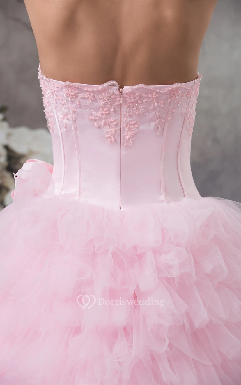 Sleeveless Ruffled Bolero and Ball-Gown With Appliques view 7
