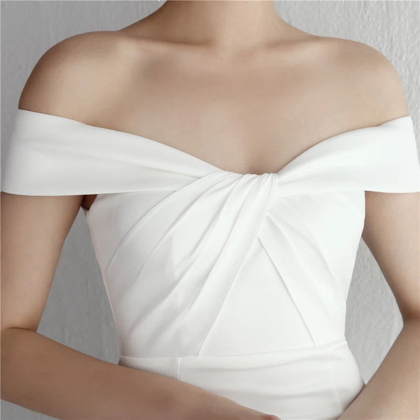 Vestido largo de satén ajustado de un solo hombro para cenas de celebridades, con falda de cola de pez ajustada, vestido de exhibición para modelos de autos de boda view 25