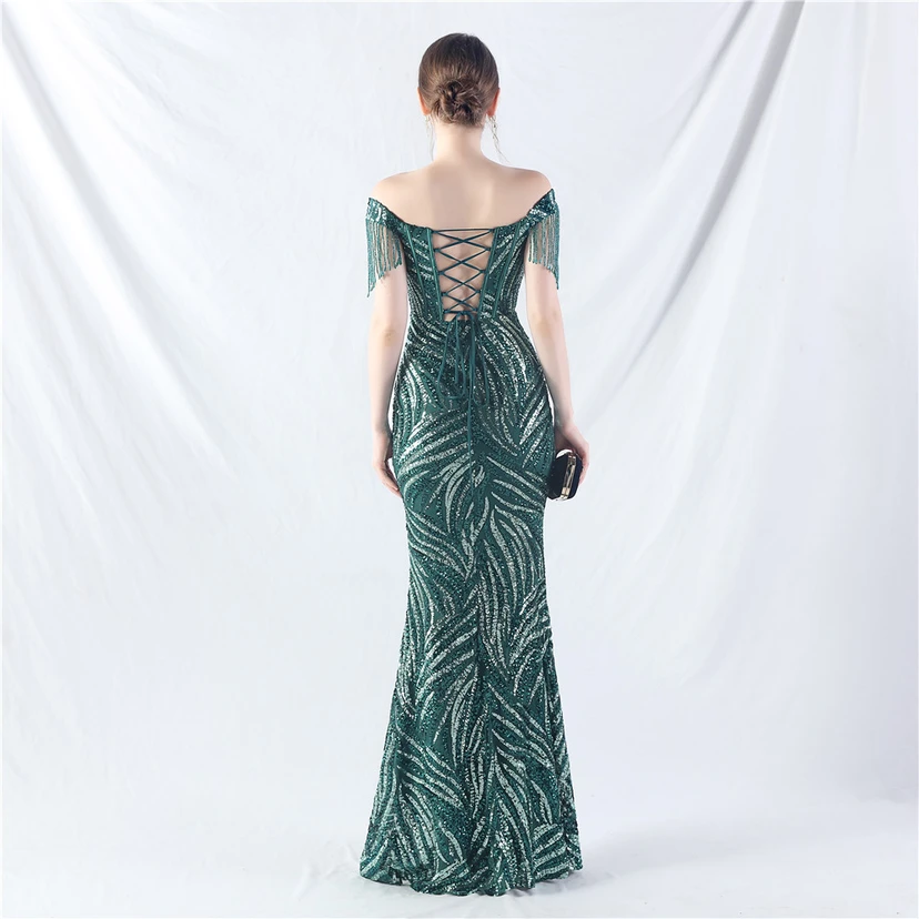 Palace Herringbone Waist Strap Heavy-Crafted Beaded High-End Evening Dress view 56