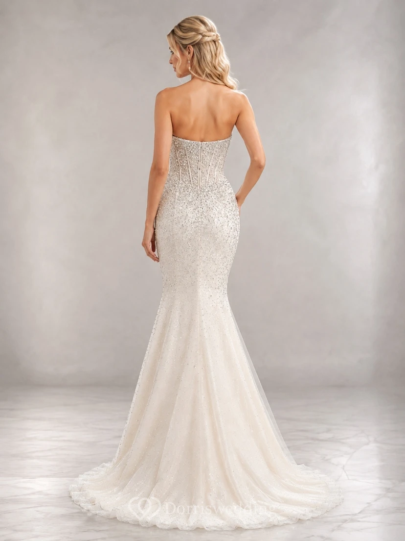 Mermaid a Elegant Bridal Formal Ceremony Wedding Dress view 2