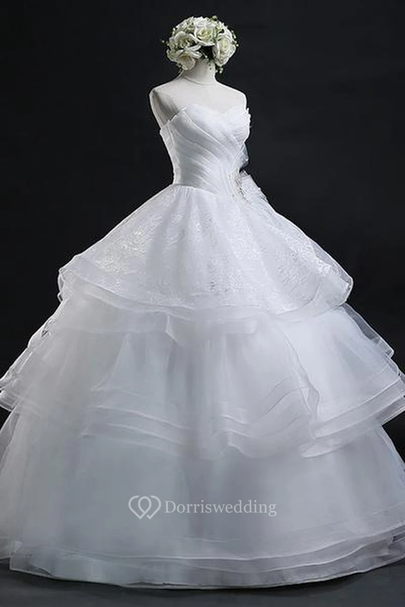 Ballkleid, herzförmiges Organza-Hochzeitskleid mit Spitze