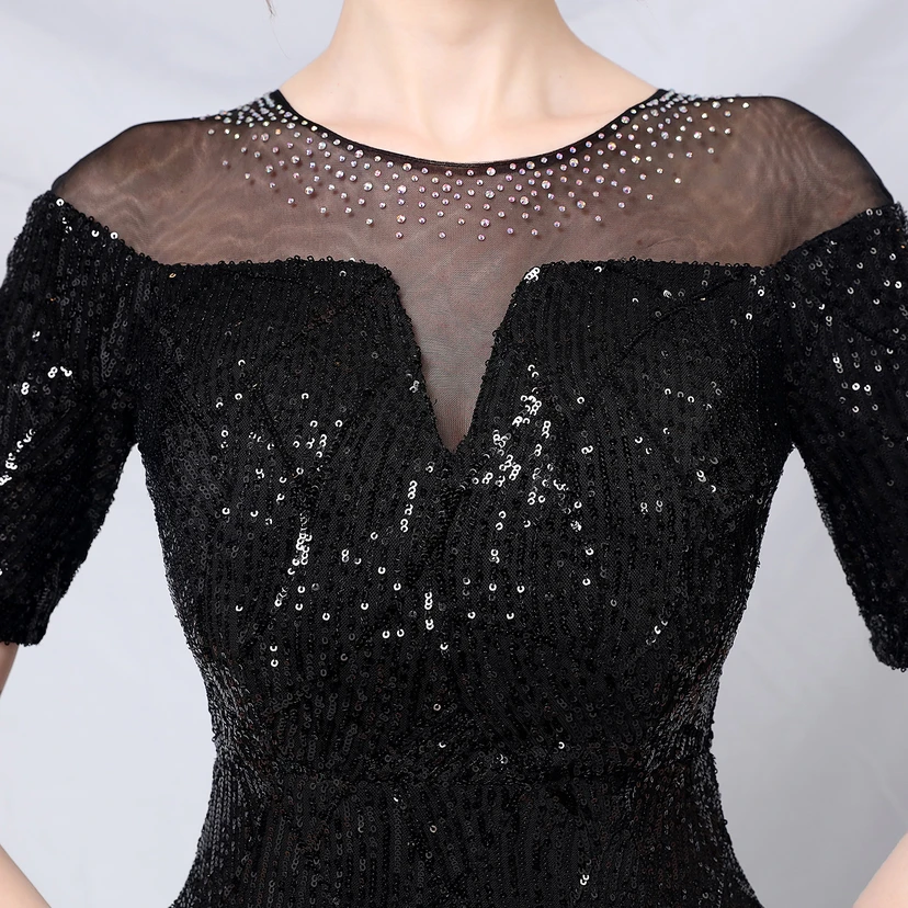 Elegantes, langärmeliges Paillettenkleid im Meerjungfrauenstil mit Meerjungfrauenschnitt – ein echter Hingucker! view 34
